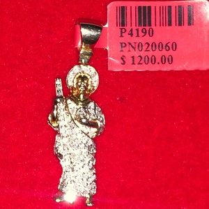 Real diamond saint jude pendant, genuine diamond best gift for Christmas, sale